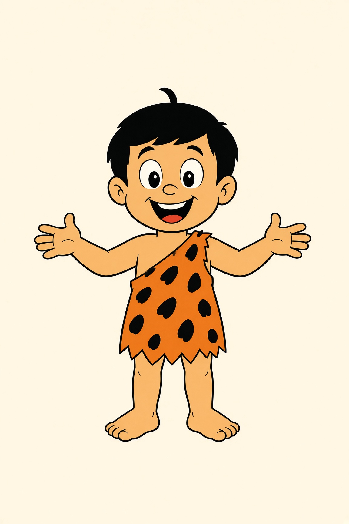 Cave boy in an orange spotted tunic